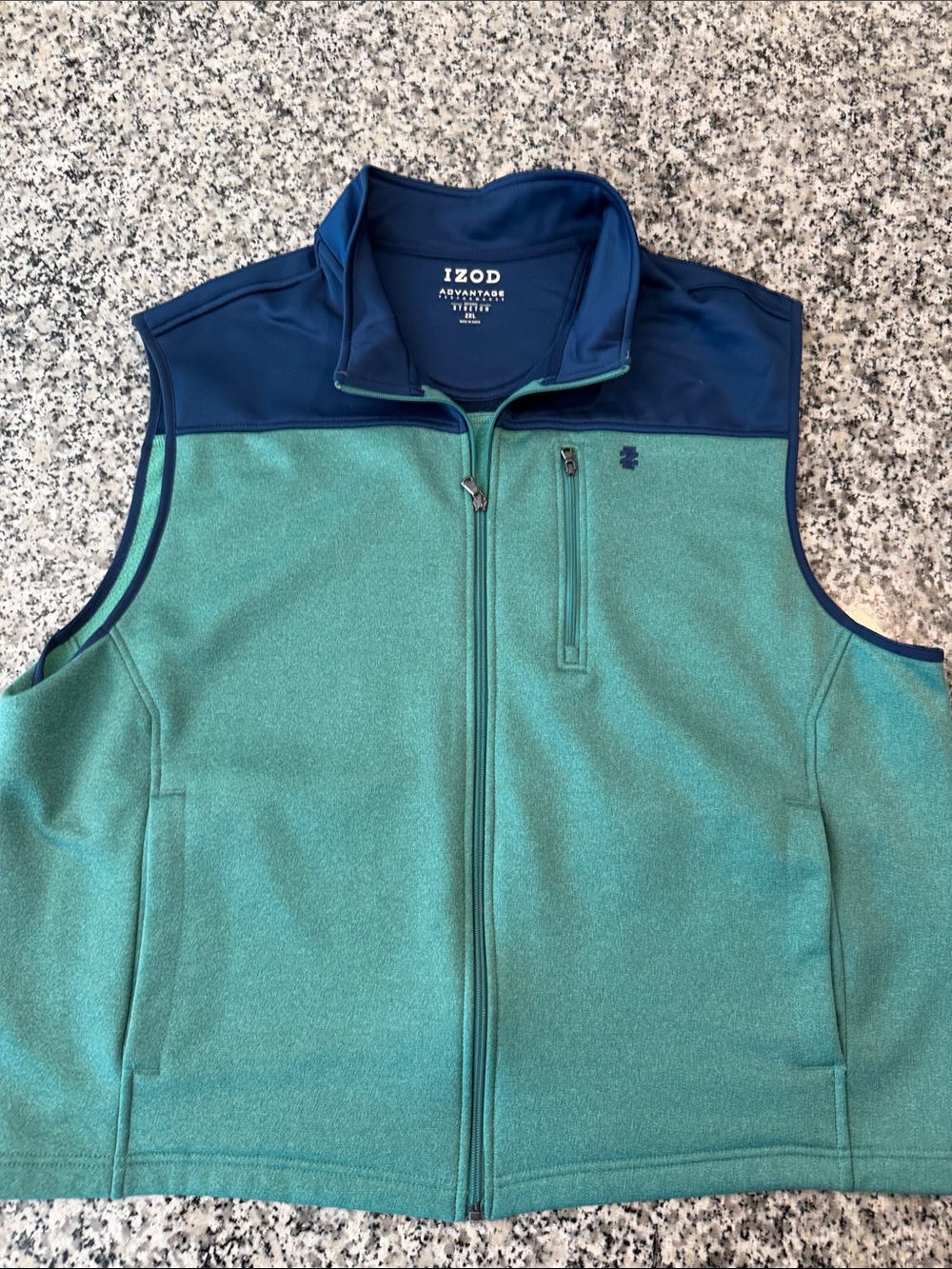 Izod Green & Navy Full-Zip Performance Vest